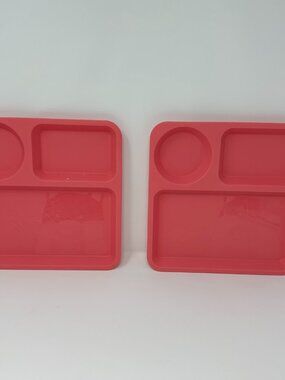 Set of 2 Pillowfort Divided Squares Trays / Plates Target, Pink, 9 1/2"